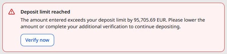 Blueberry · Deposit blocked without verification