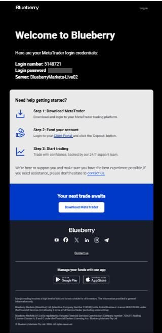 Blueberry · Welcome email